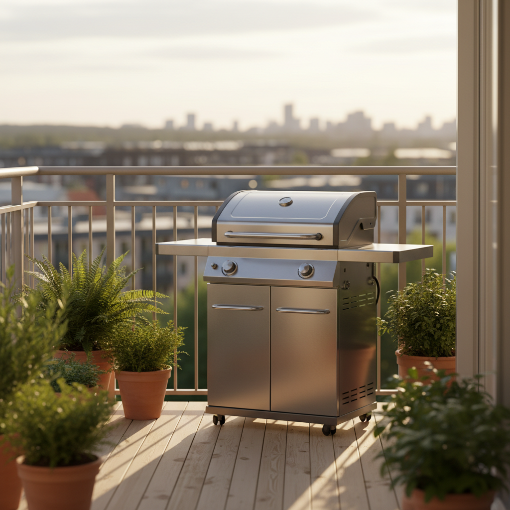 Gasgrill til altan på en hyggelig altan
