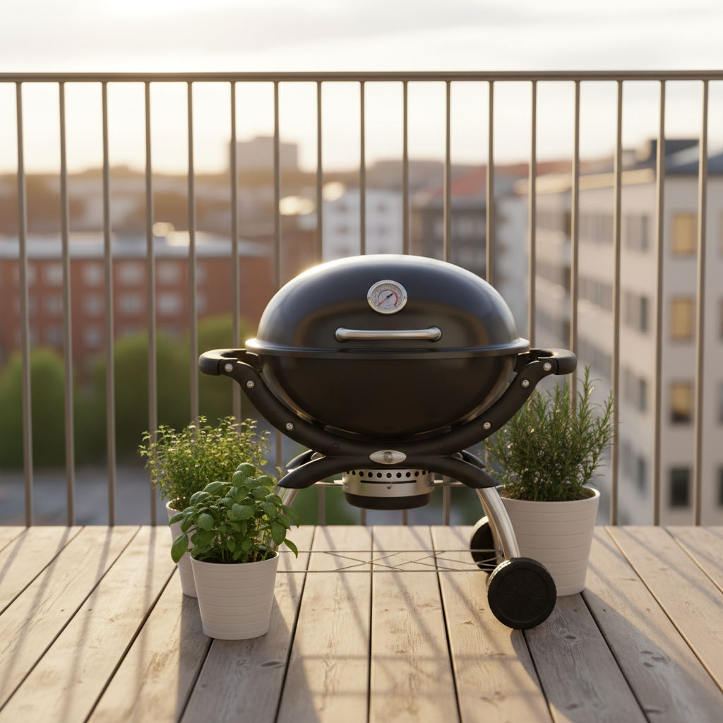 Weber Q gasgrill på en altan