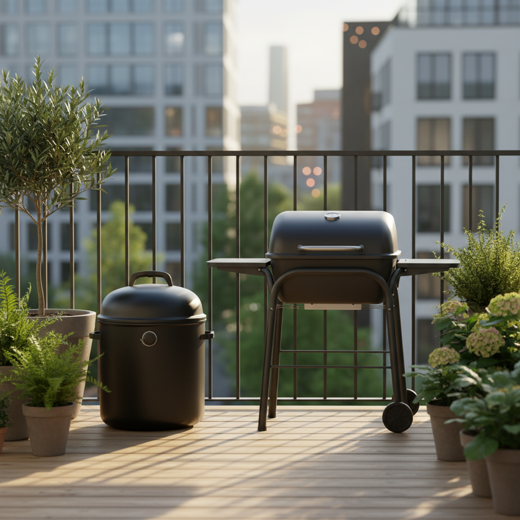 Weber Q1200 og Q2200 gasgrill side om side på en altan